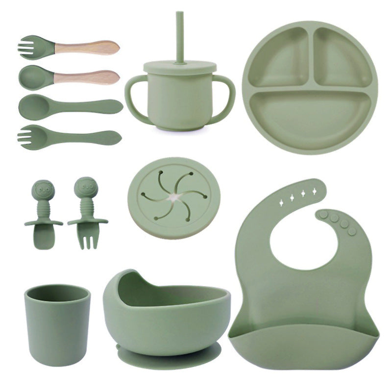 8 /12-teiliges personalisiertes Baby-Essensset aus Silikon