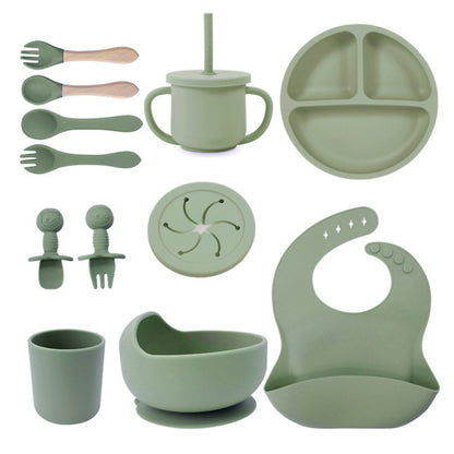 8 /12-teiliges personalisiertes Baby-Essensset aus Silikon